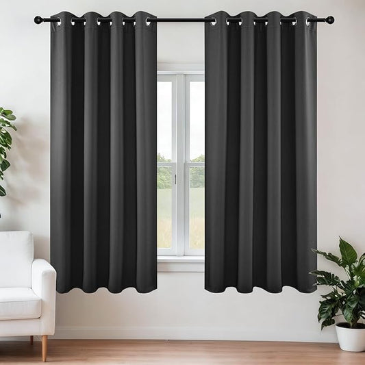 Joydeco Blackout Curtains 63 Inch Length 2 Panels Set, Thermal Insulated Long Drapes 2 Burg, Room Darkening Grommet Drapes for Living Room Bedroom Window