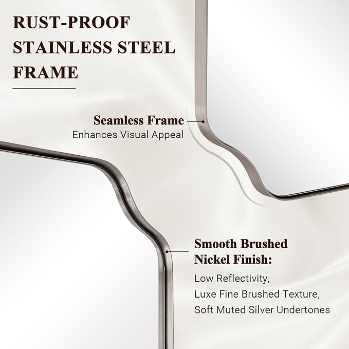 ANDY STAR 18" x 48" Full Length Wall Mirror, Large Brushed Nickel Bathroom Mirror, Modern Full Body Decorative Mirror with Anti-Rust Stainless Steel Frame, Ideal for Bathroom, Bedroom, Living Room