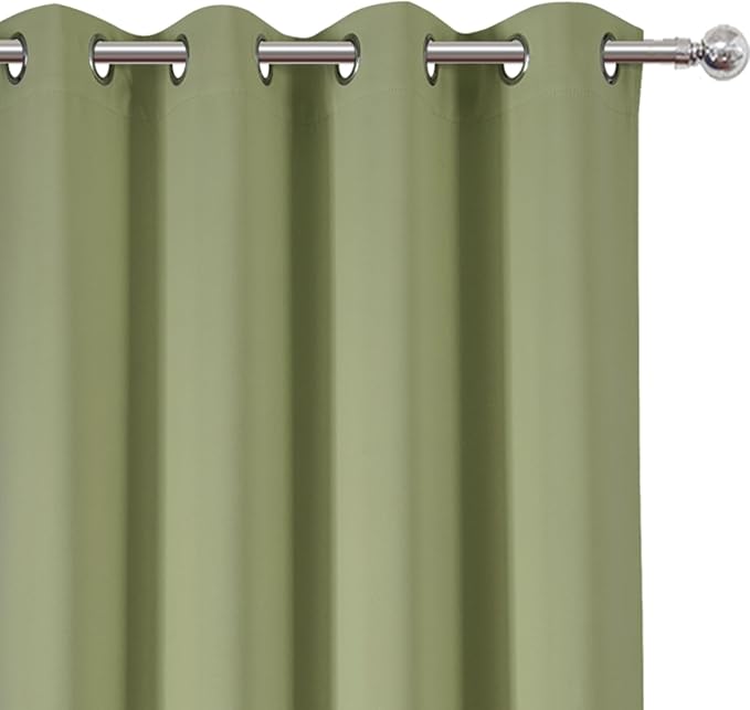LEMOMO Blackout Curtains 52 x 90 inches Long Sage Green Curtains Set of 2 Panels Thermal Insulated Room Darkening Curtains for Bedroom