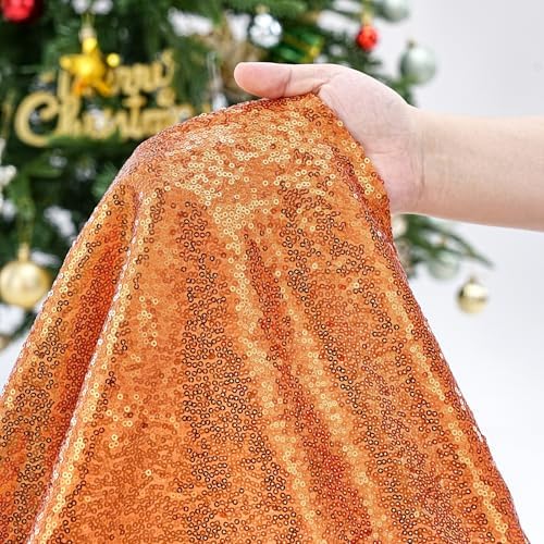 Sequin Christmas Tree Skirt 24 Inch Bronze Satin Tree Skirt with Sequin - Image 4