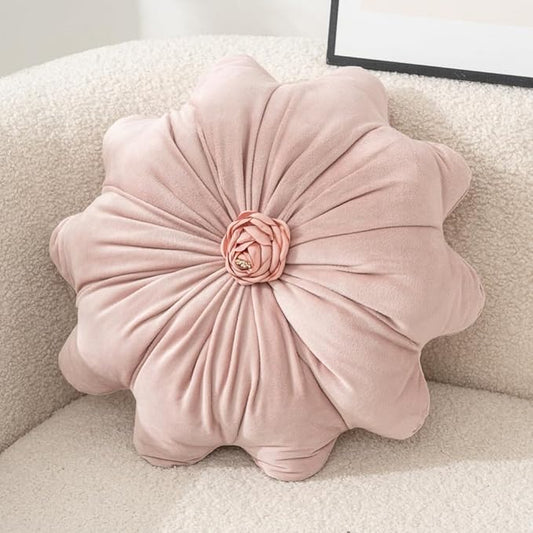 Flower Pillow Cushion Round Decorative Throw Pillow 15.7 Velvet Flower Shaped Pillow for Sofa Couch Vanity Chair Bed