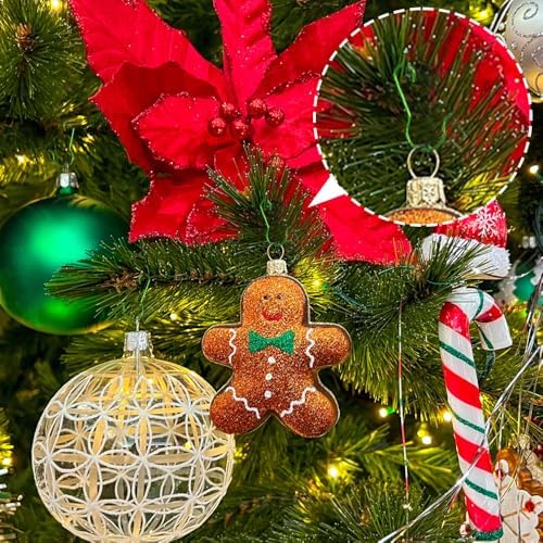 Christmas Ornament Hooks - 100PCS Green Hangers for Christmas Tree Decorations With Storage Box - Image 3