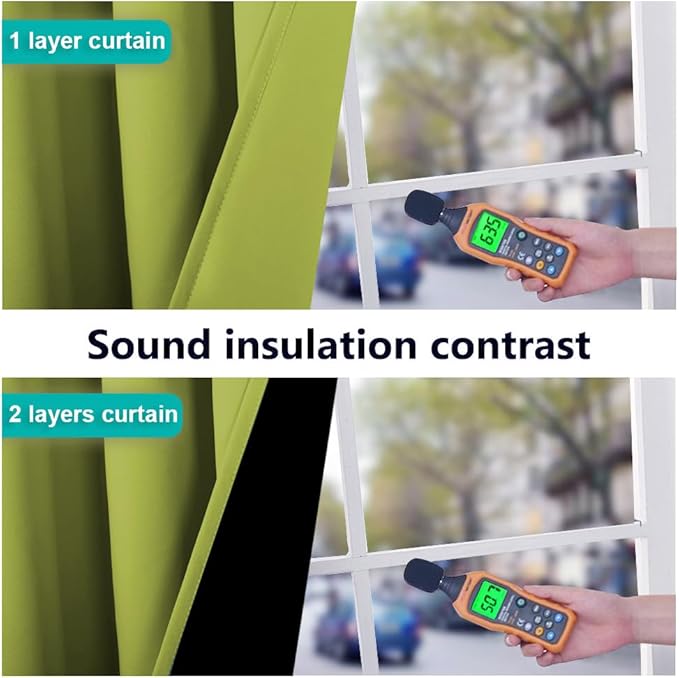 NICETOWN 100% Blackout Curtains with Black Liners, Fresh Green, 2 Panels, 52-inch W by 63-inch L, Thermal Insulated Full Blackout 2-Layer Lined Drapes, Energy Efficiency Window Draperies for Bedroom