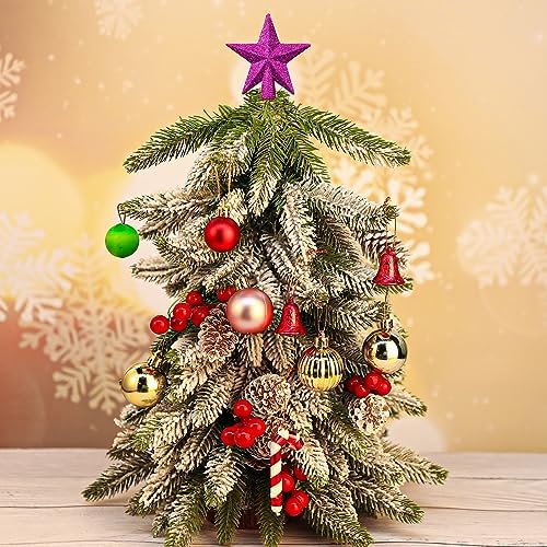 Hanaive Christmas Tree Topper Mini Star Small, Purple, 2.36 Inch, Glitter - Image 6