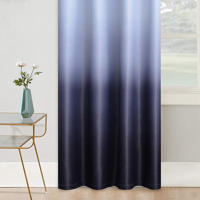 COSVIYA Grommet Ombre Room Darkening Curtains 84 inch Length 2 Panels, Black and Grayish White Gradient Drapes Light Blocking Insulated Thermal Window Curtains for Bedroom/Living Room,52x84 inches