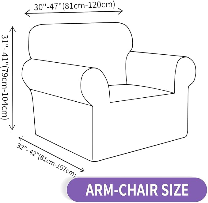 ZNSAYOTX Chair Cover with Arms (30"-47"), New Striped Sofa Chair Covers for Living Room, Dogs Pet Friendly Anti-Slip Chair Protector Spandex Armchair Slipcovers (Chair, Peacock Teal)