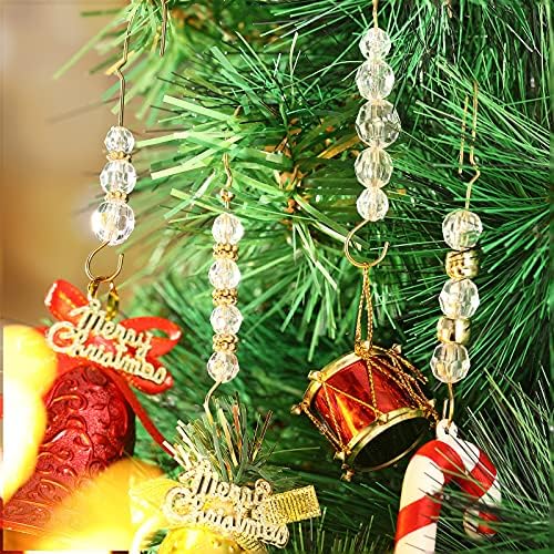 Moxweyeni 35 Pieces Christmas Ornament Hooks Acrylic Gold Wire Ornament Hangers Decorative Crystal Wire Hook Christmas Decor Christmas Tree Decorations Hooks for Home Decor, 5 Styles - Image 3