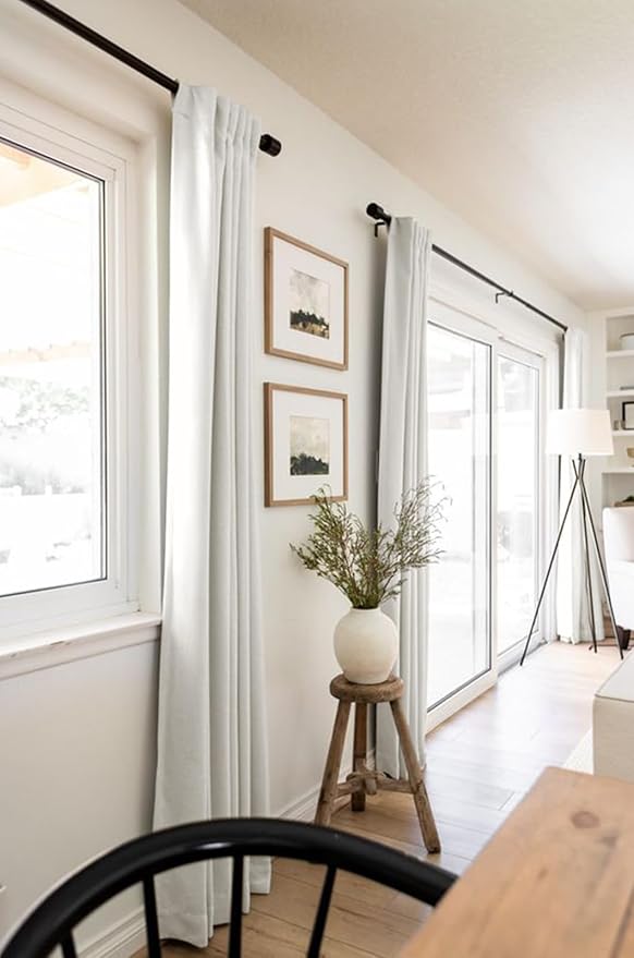 100% Blackout Shield Linen Blackout Curtains for Bedroom 84 Inches Long, Back Tab/Rod Pocket Living Room Drapes, Thermal Insulated Blackout Curtains 2 Panels Set, 50" W x 84" L, Beige