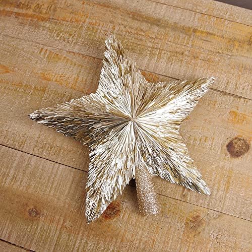 Elegant Christmas Star Tree Topper - Unique Champagne Gold Stars - Shatterproof Handmade Tree Top - Tinsel Decorations - Holiday Decor - Xmas Gift Christmas Ornaments - Toppers for Christmas Tree (8″) - Image 5