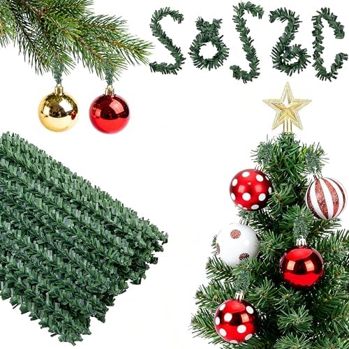 codree 150 Pcs Christmas Artificial Pine Wire Hangers, 4 Inch Flexible Pine Needles Decorative Twist Ties, Faux Pines Stems Christmas Ornament Garland Hooks for Xmas Tree Wreath Holiday Party Decor by codree