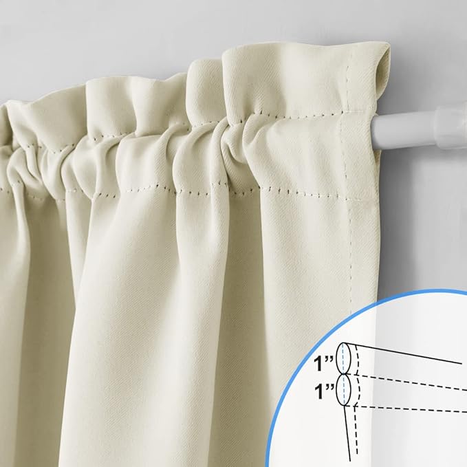 NICETOWN Door Curtain for Window, Privacy Room Darkening Shade, 25 x 72 Inch Thermal Insulated French Door Curtain with Tie Back, 1 Panel, Light Beige
