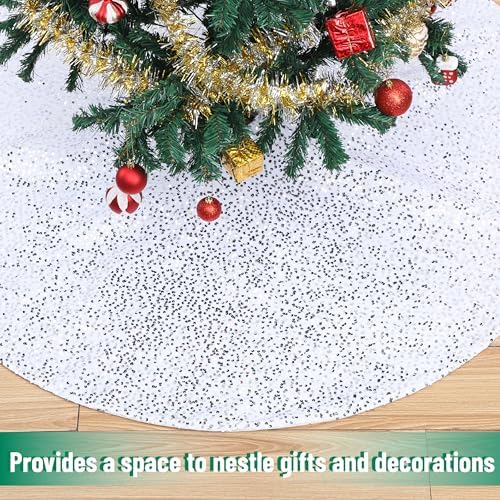 Mr. Pen- Silver Sequin Christmas Tree Skirt and Tree Collar - Image 6