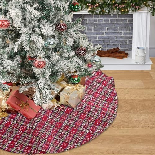 Buffalo Plaid Tree Skirt Snowflake Mini 24 Inch Christmas Tree Skirt - Image 5