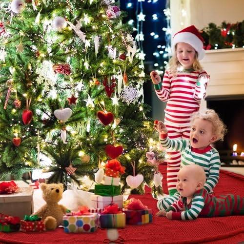 84 Inch Christmas Knitted Tree Skirt Giant Claret Red Chunky Xmas Tree Skirt Extra Large Cable Knit Thick Rustic Farmhouse Xmas Ornaments for Home Merry Christmas Holiday Winter Party Decoration - Image 5