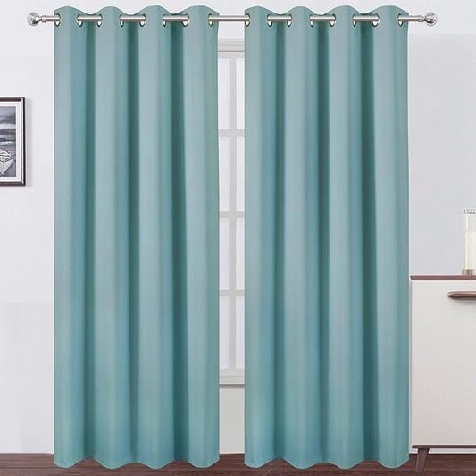 LEMOMO Blackout Curtains 66 x 84 inch/Stone Blue Curtains Set of 2 Panels/Thermal Insulated Room Darkening Bedroom Curtains