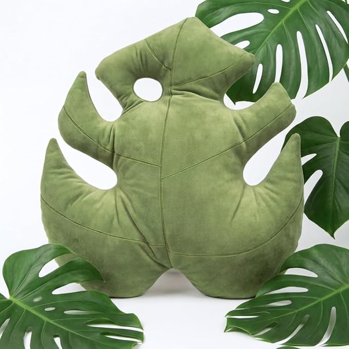 Green Philosophy Co. Monstera Leaf™ Pillow - Mossy Earth - Large Soft Plant-Shaped Plush Cushion for Couch, Bed, or Reading Nook - Cute & Unique Nature-Inspired Decor Throw Pillow