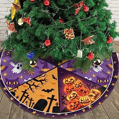 Halloween Tree Skirt Christmas Tree Ornaments Tree Skirt for Christmas Decoration 48" - Image 3