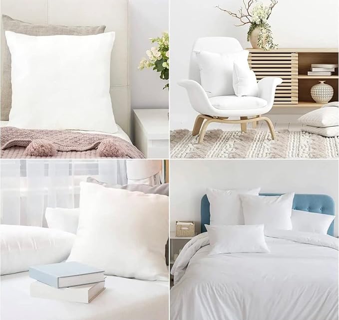 QUBA LINEN 12 x 20 Throw Pillow Insert - Pack of 4 White, Down Alternative Pillow Inserts for Decorative Pillow Covers, Throw Pillows for Bed, Couch Pillows for Living Room (12" x 20" (Pack of 4))