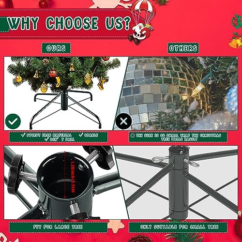 Yunsailing 19.7" Christmas Tree Stand for 4 ft to 7 ft Artificial Trees - Folding Base Fits Poles up to 1.25" - Image 4