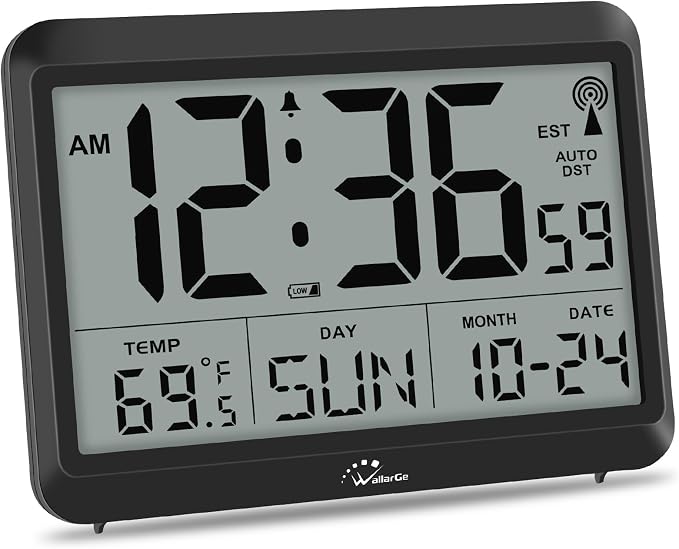 WallarGe Self-Setting Atomic Digital Wall Clock with Auto DST by WallarGe
