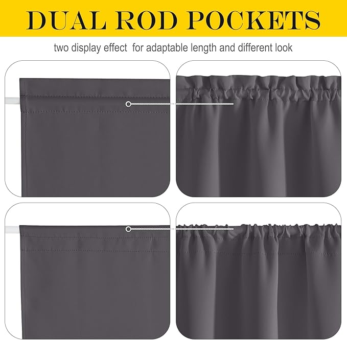 NICETOWN Blackout Side Door Curtains, Front Door Curtains for Small Window, Privacy Shades for Sidelight, Thermal Insulated Window Covering, Grey, 1 Panel, W12 X L40 Inches Long