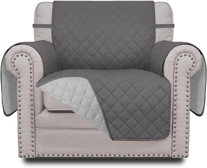 Easy-Going Chair Sofa Slipcover Reversible Sofa Cover Water Resistant Couch Cover Furniture Protector Cover with Elastic Straps for Pets Kids Children Dog Cat (Chair, Gray/Light Gray)