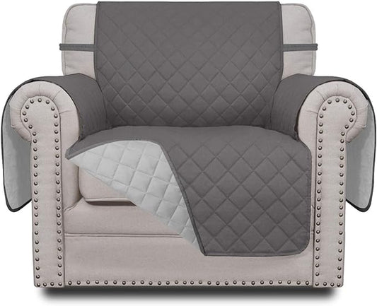 Easy-Going Chair Sofa Slipcover Reversible Sofa Cover Water Resistant Couch Cover Furniture Protector Cover with Elastic Straps for Pets Kids Children Dog Cat (Chair, Gray/Light Gray)