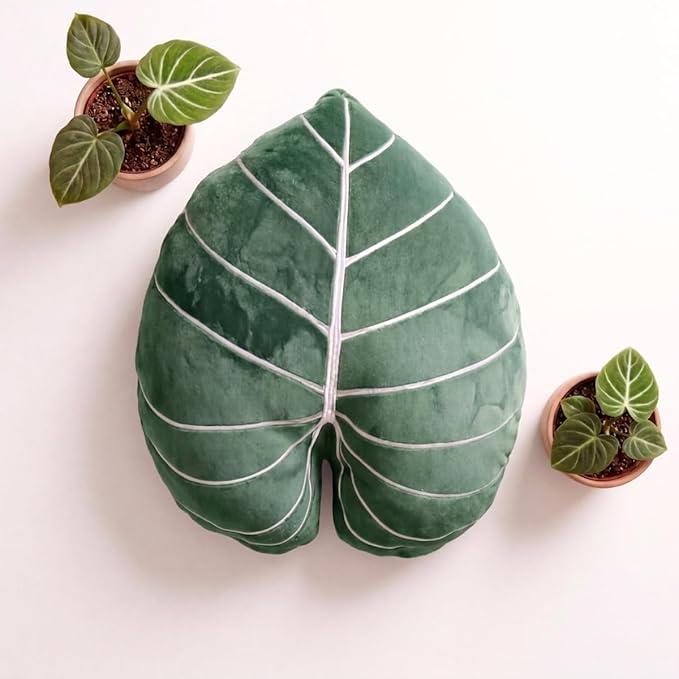 Green Philosophy Co. Philodendron Gloriosum Leaf Pillow - Moody Green