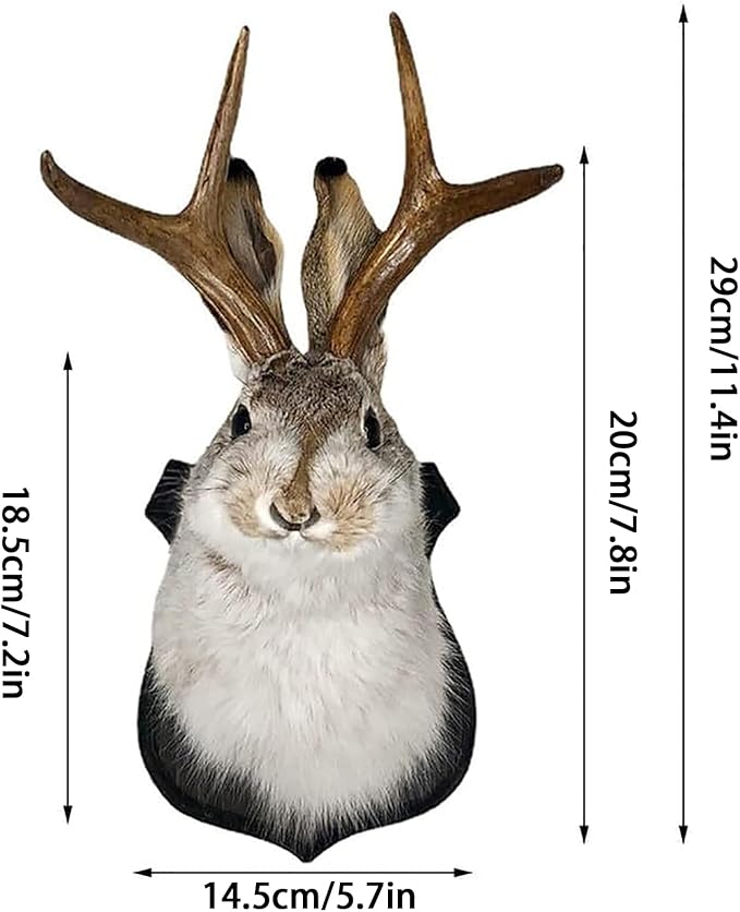 HSOSK Jackalope Mount, Jackalope Taxidermy, Deer Head Wall Mount, Resin Deer Head Animal Wall Art, for Home Wall Decoration