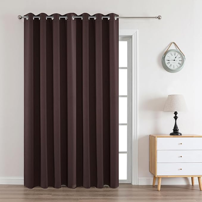 Joydeco Blackout Curtains 108 Inches Long 1 Panel, Thermal Insulated Long Curtains& Drapes 1 Piece, Room Darkening Grommet Drapes for Living Room Bedroom Window (W70 x L108 Inch, Chocolate)