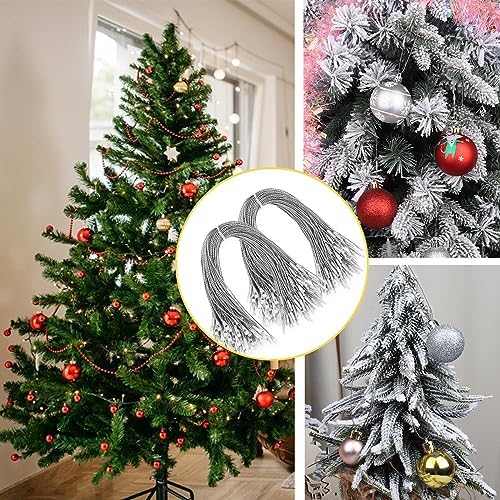CCINEE 200 Pcs 7.9" Inch Christmas Ornaments String Hanger,Precut Ribbon Hook Metallic Sliver Ornament String with Snap Fastener for Christmas Holiday Ornaments Hanging Decoration - Image 7