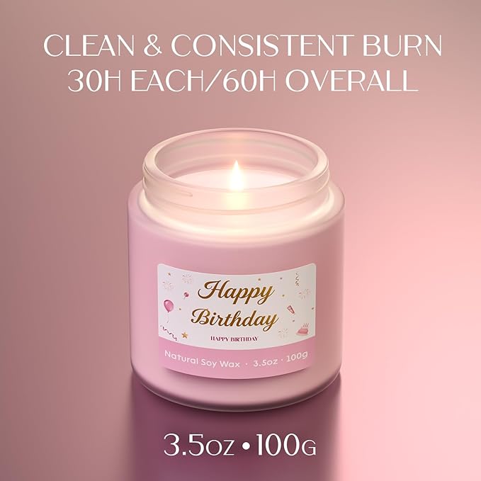 NORVENCE Scented Candles Gift Set, Stress Relief Candles for Home, Premium Soy Candle Set, Candles for Women and Men, Birthday Gifts (Birthday Pink, 7 oz)