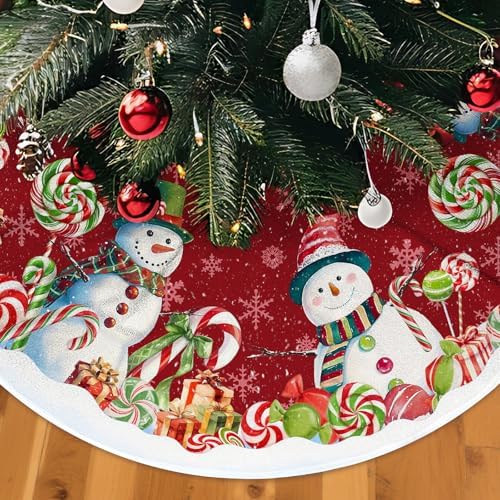 Christmas Tree Skirt, Snowman Tree Skirts 36 Inch, Christmas Trees Decoration, Xmas Decor Mat for Indoor Outdoor, Xmas Skirts, Snowman Holiday Decoration - Image 3