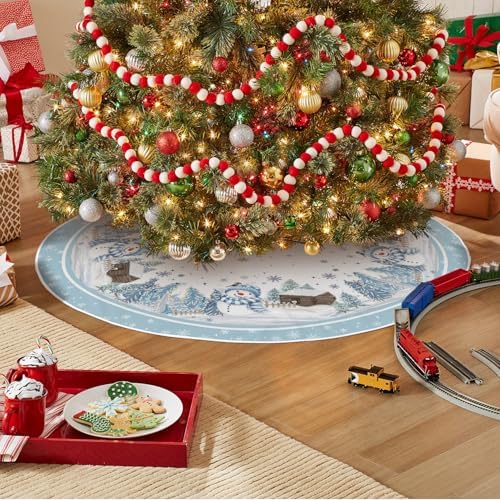 AVOIN colorlife Snowflake Snowman Cardinal Christmas Tree Skirt 48 Inch - Image 3