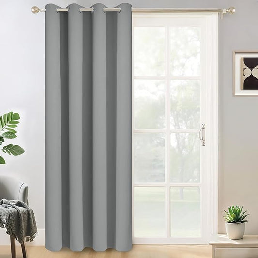 Yakamok Wide Thermal Blackout Patio Door Curtain Panel, Dove Grey Grommet Sliding Door Insulated Curtains, Extra Wide Curtains for Sliding Glass Door, Dove Gray, W52 x L84, 1 Panel