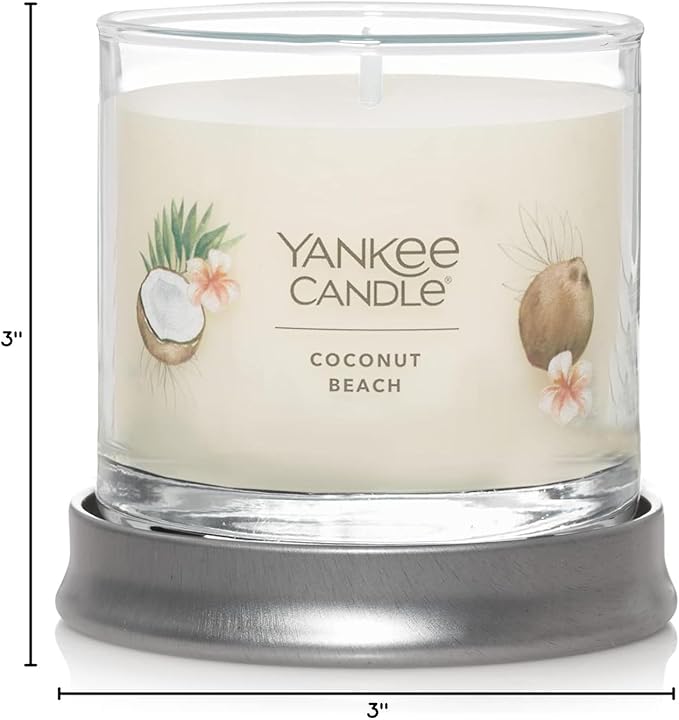 Yankee Candle Small Tumbler Scented Candle, Coconut Beach, 4.3 oz, Premium Plant Wax Blend, Up to 40 Hour Burn Time