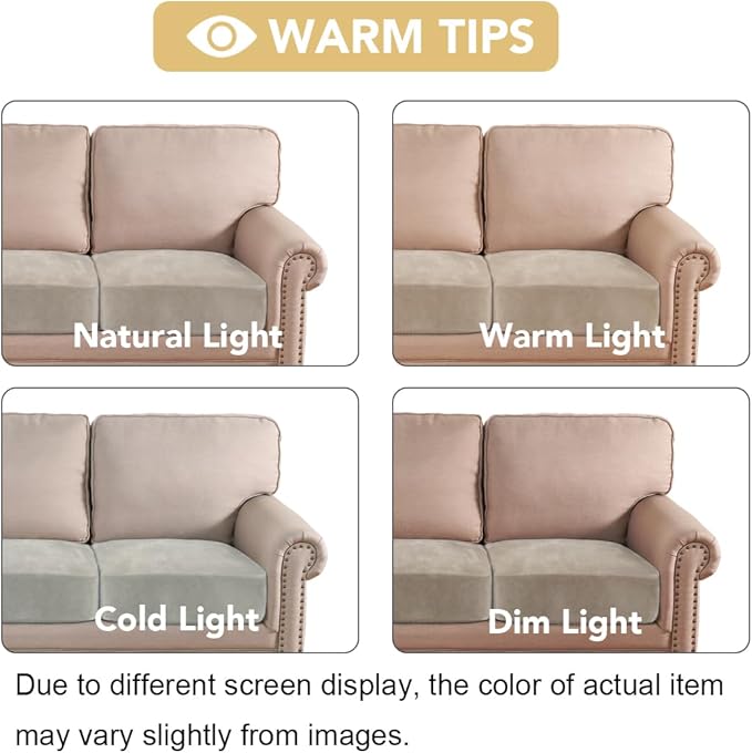 H.VERSAILTEX Velvet Stretch Couch Cushion Cover Plush Cushion Slipcover for Chair Loveseat Sofa Cushion Furniture Protector Seat Cushion Sofa Cover (2 Piece Medium Sofa Cushion Covers, French Oak)