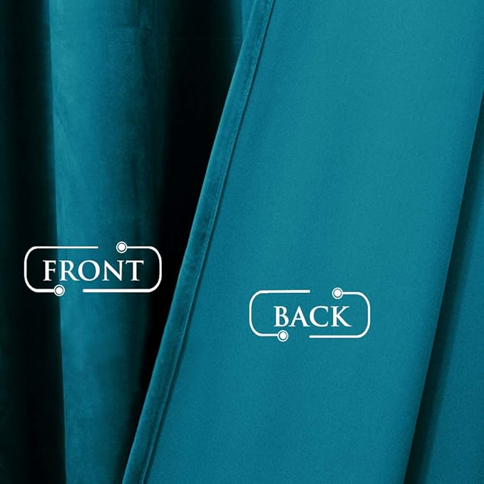 StangH Room Darkening Velvet Curtains - Thick Soft Grommet Top Drapes Stylish Home Decoration Panels for Dining Living Room/Kitchen/Bedroom, Teal, W52 inch x L72 inch, 2 Panels