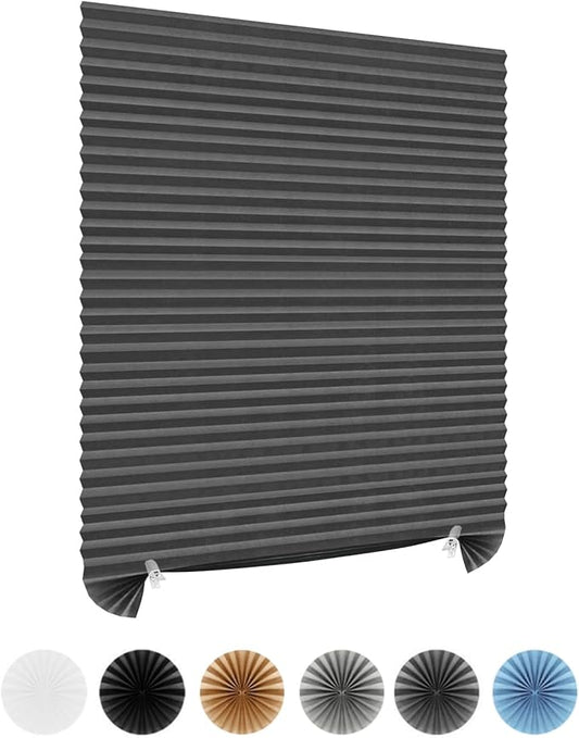 Window Blinds Cordless Blackout No Drill Cut to Size Clip On Stick On Self Adhesive Temporary Blinds Pleated Paper Blinds for Windows Doors Shades for Home Nursery Bedroom Kitchen Bathroom