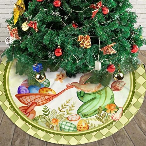 Easter Colorful Eggs Christmas Tree Skirt 36" for Xmas Halloween New Year Holiday Party Home Tree Mat Decor Ornaments Decoration - Image 4
