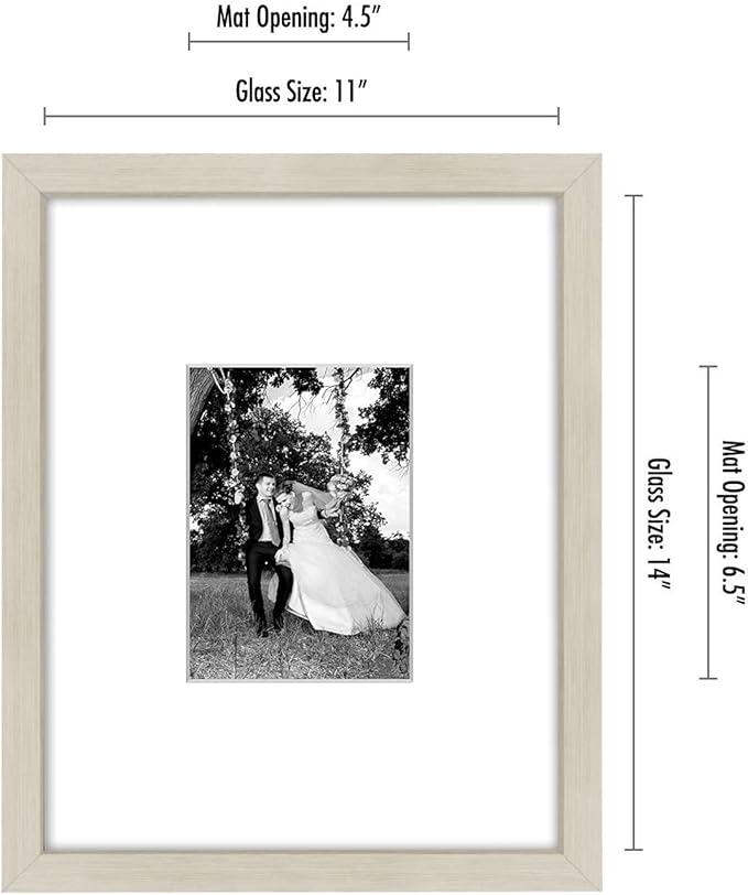 Americanflat 11x14 Picture Frame with Shatter-Resistant Glass - Use as 5x7 Frame with Mat or Display 11x14 Photo Without Mat - Signature Collection - Picture Frames for Wall Display - Light Wood