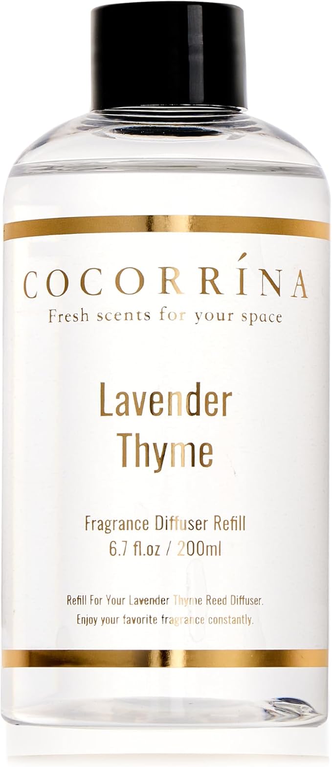 COCORR??NA Refill- Lavender Thyme 6.7 Fl.oz Reed Diffuser Refill with 8 Sticks
