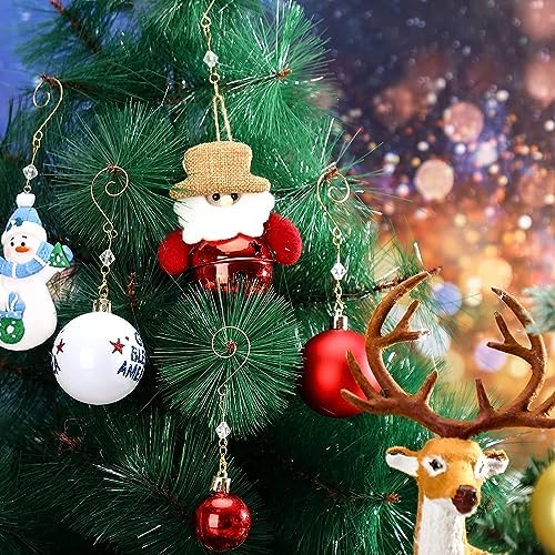 Christmas Ornament Hooks - Set of 24 Beaded Hangers - Decorative Metal Wire S-Hook with Sparkling Gems - Holiday Card Holder Seasonal Decorations (Silver) - Image 4