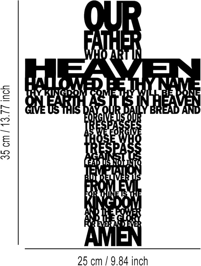 LIYOUYA Metal Cross Wall Decor - Rustic Farmhouse Decor Black Prayer Text Cross Wall Art Home Decor for Living Room, Bathroom, Bedroom, Dining Room, Office, Church (Black)