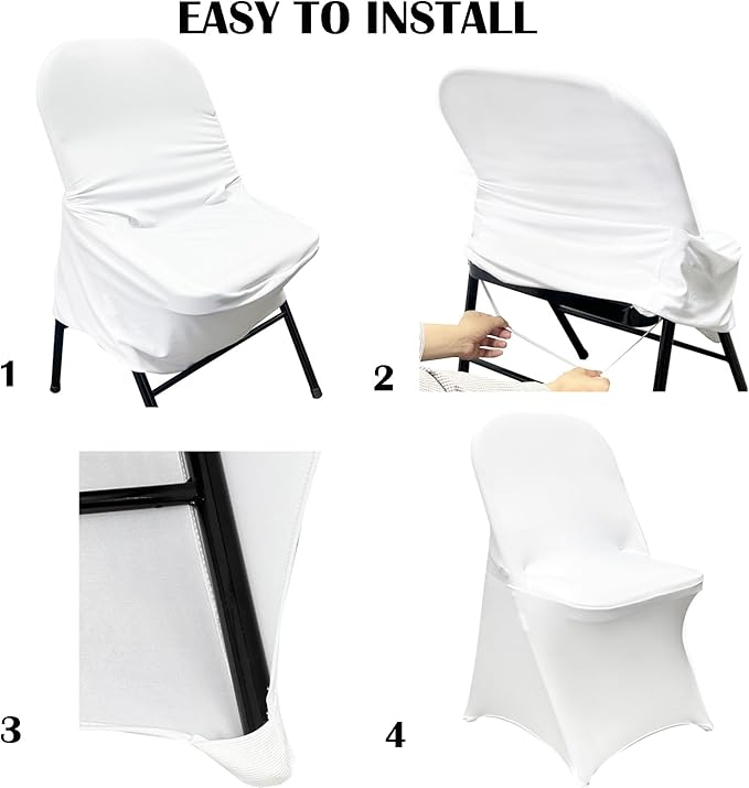 40PCS Stretch Spandex Folding Waterproof Chair Covers,Universal Fitted Chair Cover Protector for Wedding Party Banquet Holidays Celebration Decoration(40, White New)