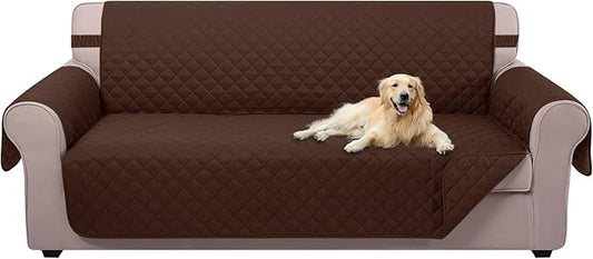 U-NICE HOME Large Sofa Cover Reversible Couch Cover for Dogs Pets with Elastic Straps Water Resistant Furniture Protector for 4 Cushion Couch (Oversized Sofa, Brown/Brown)