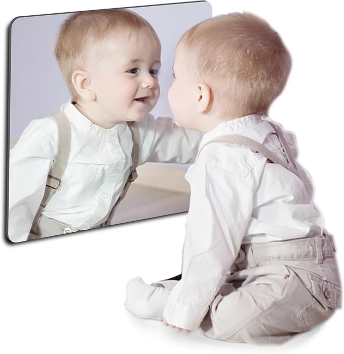 quegau 1Pcs 11.75"x11.75" Kids Safety Shatterproof Mirror for Wall, Plastic Mirror Wall Mounted, Made of Unbreakable Acrylic Non-Glass, Thick 1/8", Great for Bedroom Door Closet, Kids' Rooms Mirrors