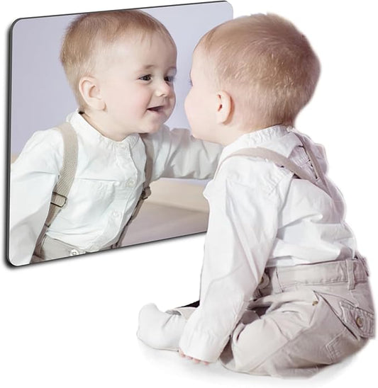 quegau 1Pcs 11.75"x11.75" Kids Safety Shatterproof Mirror for Wall, Plastic Mirror Wall Mounted, Made of Unbreakable Acrylic Non-Glass, Thick 1/8", Great for Bedroom Door Closet, Kids' Rooms Mirrors