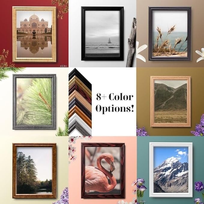 17x25 Antique Gold 0.87 Inch Wood Picture Frame, Solid Wood Wall Decor for Wall Art, Featuring Preinstalled Hangers, UV Filtering Shatterproof Plexiglass, 100% American Made Poster Frame
