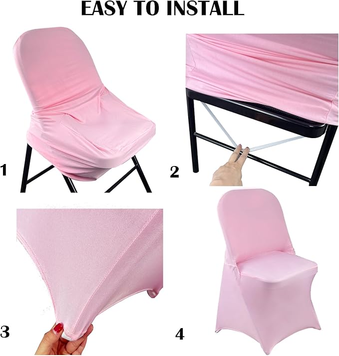 40PCS Stretch Spandex Folding Waterproof Chair Covers,Universal Fitted Chair Cover Protector for Wedding Party Banquet Holidays Celebration Decoration(Pink)